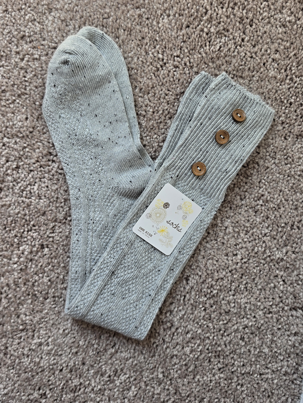 Over The Knee Gray Knit Socks